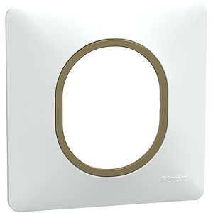 Schneider Ovalis - Plaque de finition - 1 poste Blanc avec bague effet Laiton