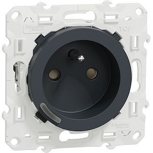 Schneider Wiser Odace - Prise 2P+T connectée - 16A - zigbee - Anthracite