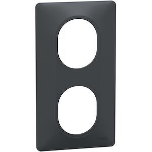 Schneider Ovalis - Plaque de finition - 2 postes Vertical - entraxe 71 mm - Anthracite
