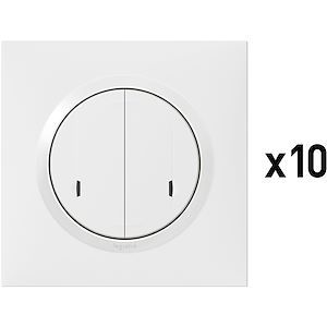 Lot de 10 interrupteurs doubles connectés dooxie Netatmo blanc